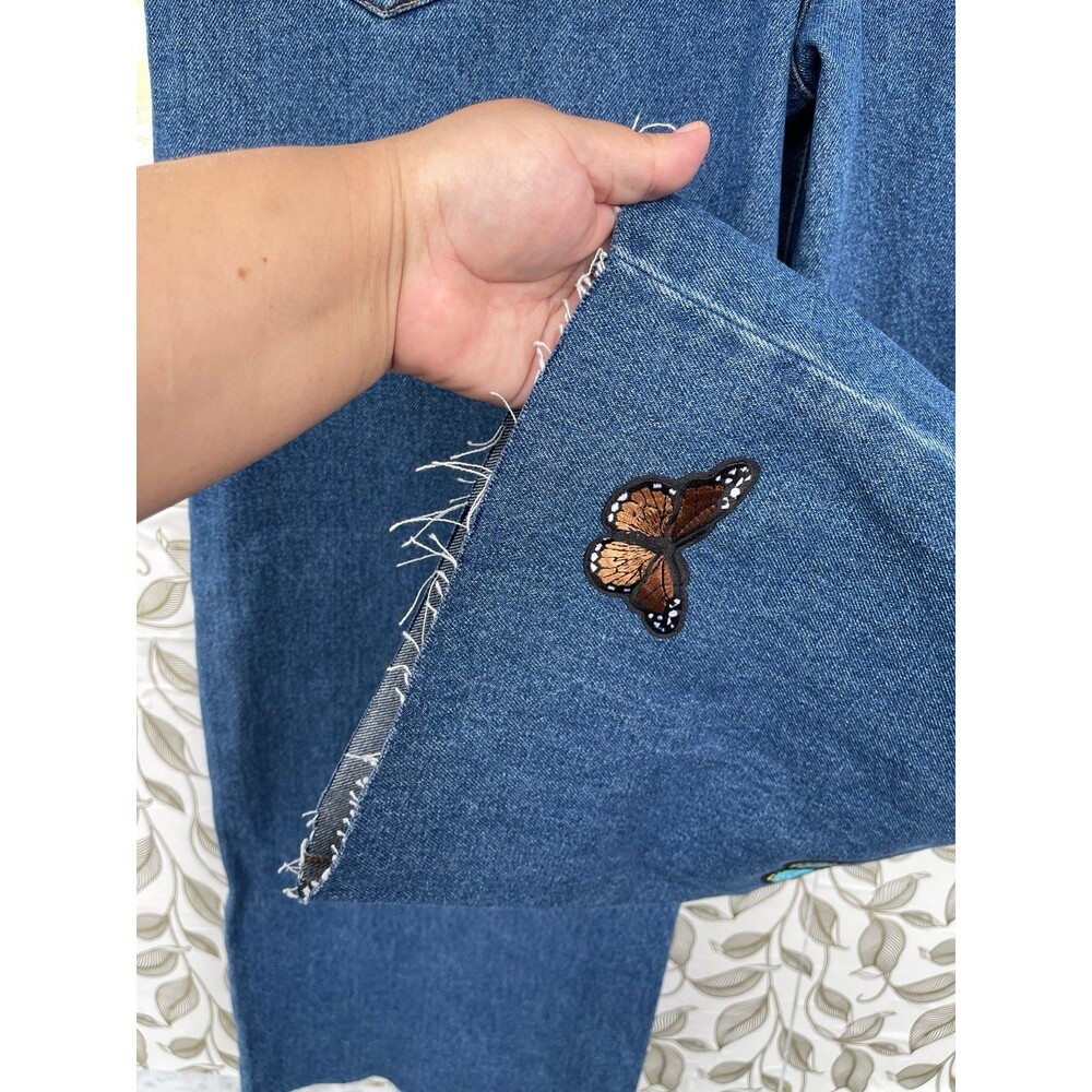 Minga London Butterfly Patch Wide Leg Skater Jeans Y2K Indie Aesthetic size 4 - Picture 11 of 12